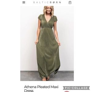 Baltic Born Sage Green Bridesmaid Athena Pleated Maxi Dress Tall